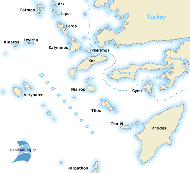 Chart of the Dodecanese islands