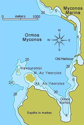 Approaches in Myconos island in the Cyclades, Tourlos marina