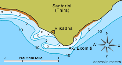 Santorini, Vlyhada port approaches